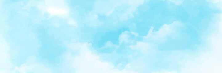 Vector blue sky background with panorama view tiny clouds. Beautiful white cloud on blue sky background