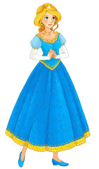 cartoon scene with princess queen isolated illustration for children