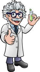 Cartoon Scientist Holding Test Tube