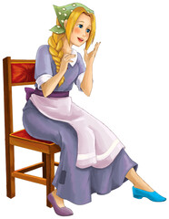 cartoon scene with princess queen isolated illustration for children