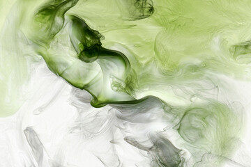 Green smoke abstract background, acrylic paint underwater explosion © amixstudio