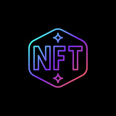 Non-Fungible Token - NFT linear vector concept colored icon