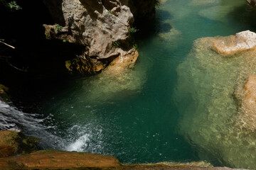 The Guadalquivir river as it passes through the Utrero ridge in the Sierra de Cazorla, Segura and Las Villas Natural Park. Jaen. Andalusia. Spain