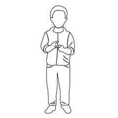 boy sketch ,contour on white background isolated vector