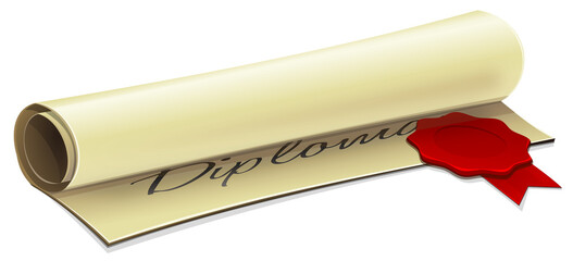 rolled up parchment diploma