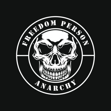anarchy skull drawing logo design