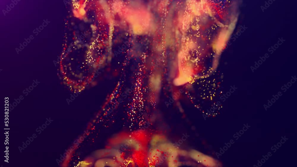 Poster multicolored, bright, abstract cloud of particles in space. a bright stream of particles moves again