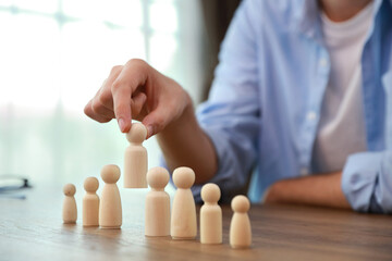 Caucasian businessman select or choose a person as leader to team. Human Resource Management and...