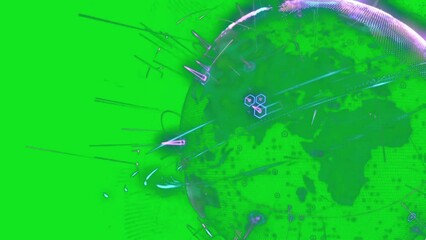 Global technology background with circuit diagram green screen 4k  - Powered by Adobe