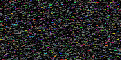 Seamless retro colorful rainbow VHS scanlines or TV signal static noise pattern. Tileable television screen or video game pixel glitch or damage background texture. Vintage 80s analog grunge graphic.