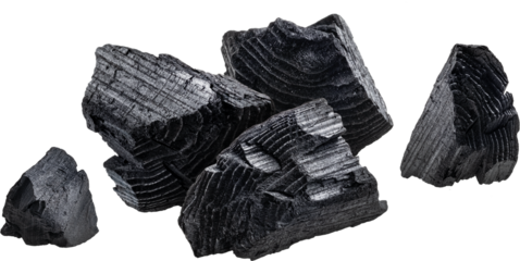 Natural wood charcoal isolated