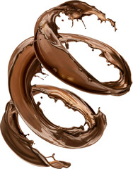 Chocolate splash isolated on white background with clipping path