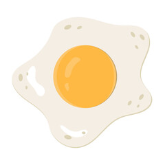 Fried egg, breakfast, cartoon style, color isolated vector illustration