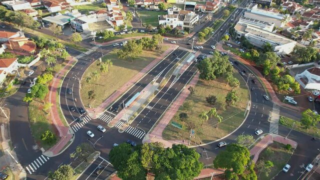 Ribeir&atilde;o Preto, S&atilde;o PauloBrazil - Circa May, 2022: Av Independ&ecirc;ncia and Av Jo&atilde;o Fiusa roundabout