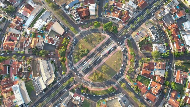 Ribeir&atilde;o Preto, S&atilde;o Paulo/Brazil - Circa May, 2022: Av Independ&ecirc;ncia and Av Jo&atilde;o Fiusa roundabout