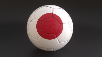 Drapeau du Japon incrusté dans un ballon de football