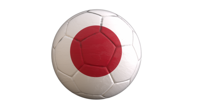 Drapeau du Japon incrusté dans un ballon de football avec couche Alpha fond transparent