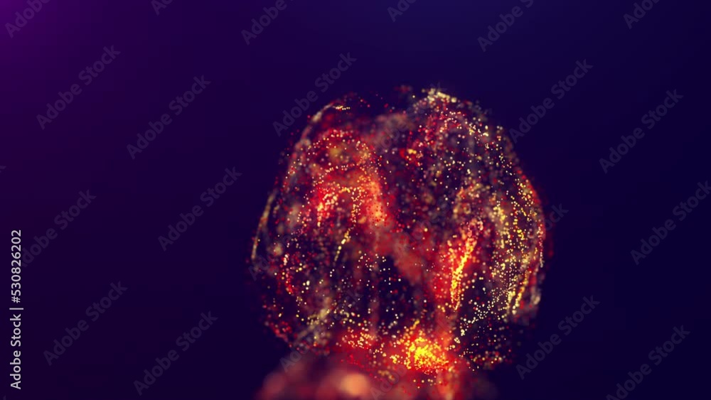 Poster multicolored, bright, abstract cloud of particles in space. a bright stream of particles moves again
