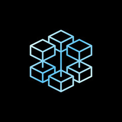 Obraz premium Block Chain vector concept colored line icon. Blockchain Technology sign