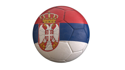 Drapeau de la Serbie incrusté dans un ballon de football avec couche Alpha fond transparent