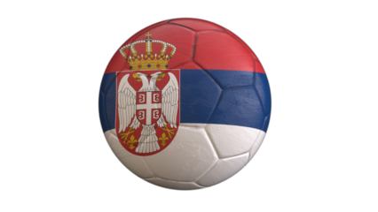Drapeau de la Serbie incrusté dans un ballon de football avec couche Alpha fond transparent