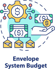Envelope system budget concept icon. Prioritize cash. Budgeting approach abstract idea thin line illustration. Isolated outline drawing