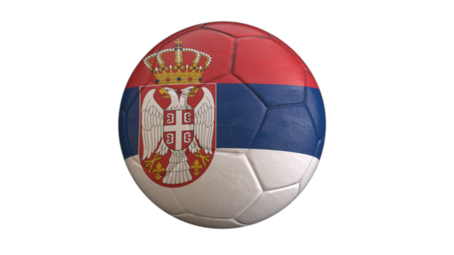 Drapeau de la Serbie incrusté dans un ballon de football avec couche Alpha fond transparent