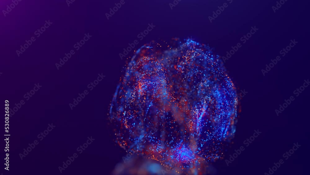 Poster multicolored, bright, abstract cloud of particles in space. a bright stream of particles moves again