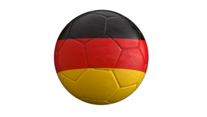 Drapeau de l'allemagne incrusté dans un ballon de football avec couche Alpha fond transparent