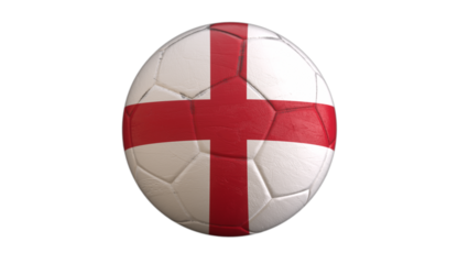 Drapeau de l'Angleterre incrusté dans un ballon de football avec couche Alpha fond transparent