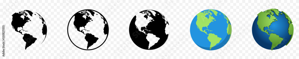 Wall mural earth globe. earth globe in different designs. web flat and 3d design. earth globe, planet. vector i