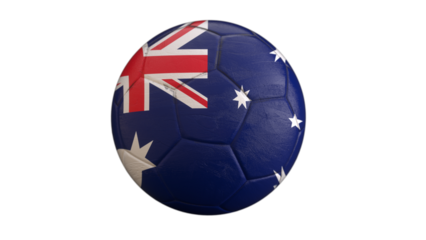 Drapeau de l'Australie incrusté dans un ballon de football avec couche Alpha fond transparent