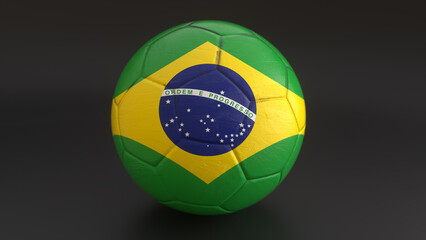 Drapeau du Brésil incrusté dans un ballon de football