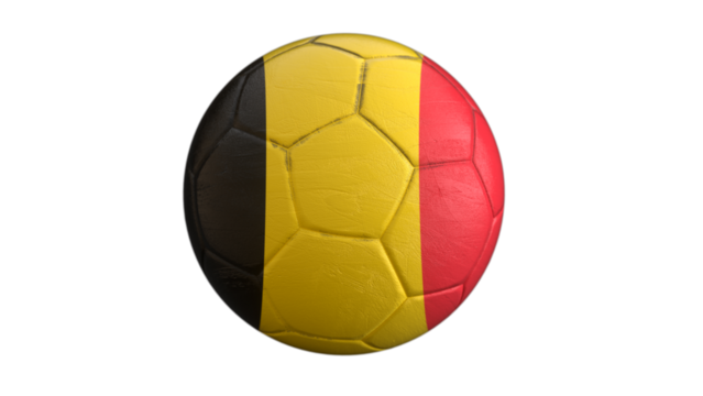 Drapeau de la Belgique incrusté dans un ballon de football avec couche Alpha fond transparent