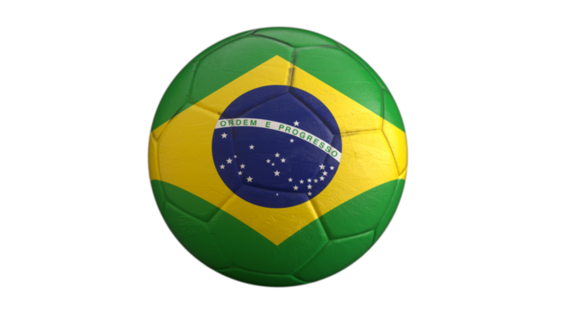 Drapeau du Brésil incrusté dans un ballon de football avec couche Alpha fond transparent