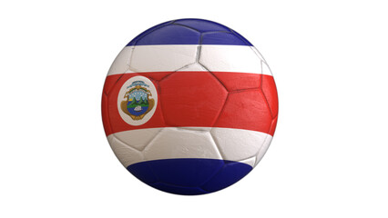 Drapeau du Costa Rica incrusté dans un ballon de football avec couche Alpha fond transparent