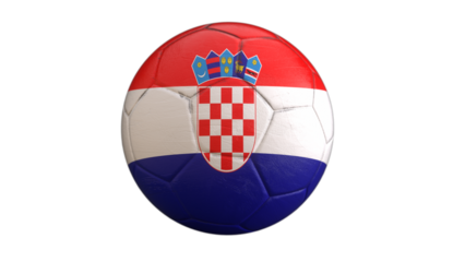 Drapeau de la Croatie incrusté dans un ballon de football avec couche Alpha fond transparent