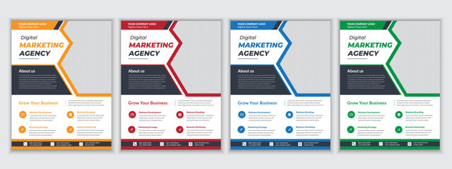 Fototapeta na wymiar digital marketing agency simple flyer template. 