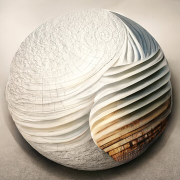 Sphere abstract architecture background, white round building