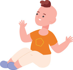 Smiling toddler. Happy baby character. Funny little boy