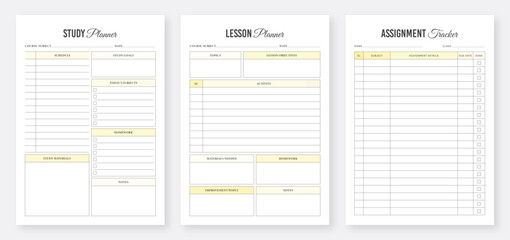 Study Planner Template Design. 3 Set of Minimalist Planners. Lesson Planner Template Design. Assignment Planner Template. Education Planner Template Design Set. Organizer & Schedule Planner.