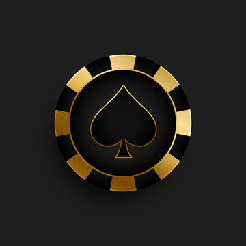 Vector casino chip. Illustration, casino background with golden playing cards casino chips and Jackpot you win text on sparkle background and golden lights. 3d background for casino games