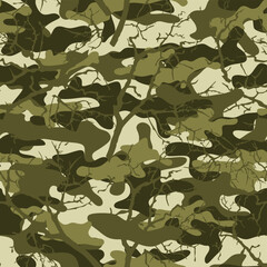 Camouflage with tree branches. Vector form of clothing. Print for fabric.