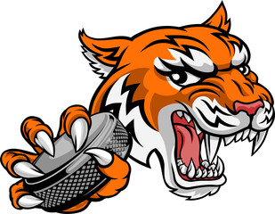 Tiger Ice Hockey Player Animal Sports Mascot