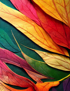 abstract leaves in different autumn colors, pattern
