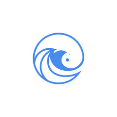 blue circle modern wave line logo vector illustration design