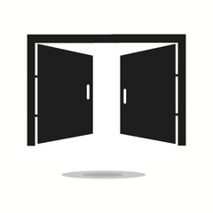 Double doors open icon. Flat vector illustration