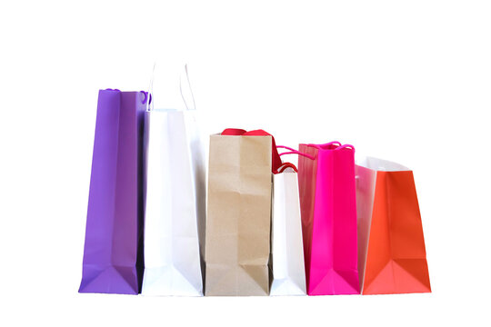 Multi-colored shopping paper bags png