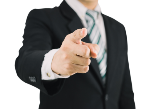 Business man pointing finger of command concept png