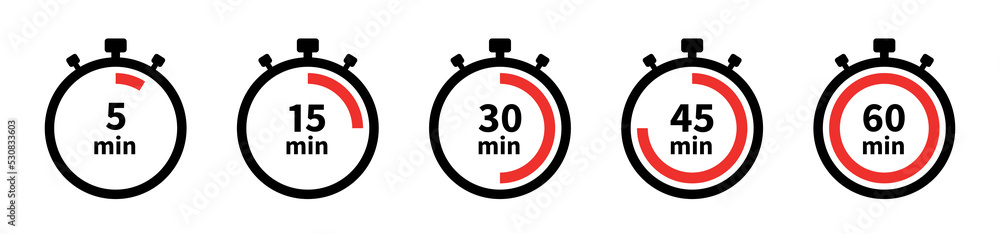 Poster timers icon set. stopwatch, timer icons set. timer and stopwatch icons. countdown timer collection. 